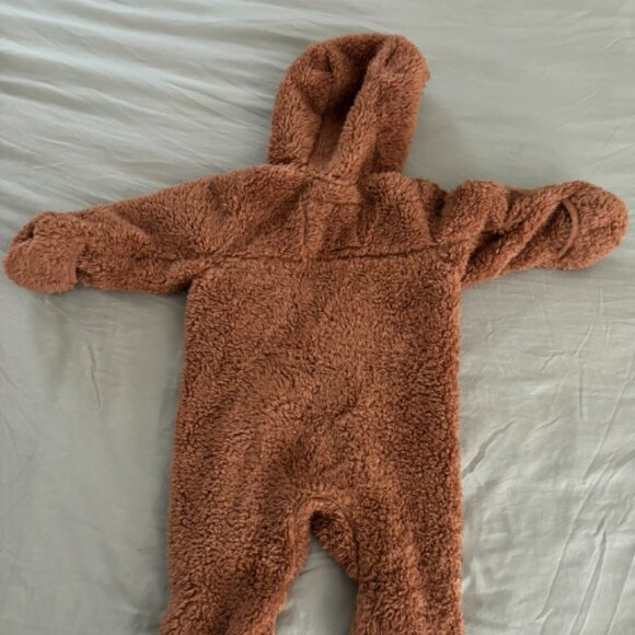 The North Face Brown Baby Bear Full Zip One Piece Fleece Jumpsuit - Picture 3 of 4